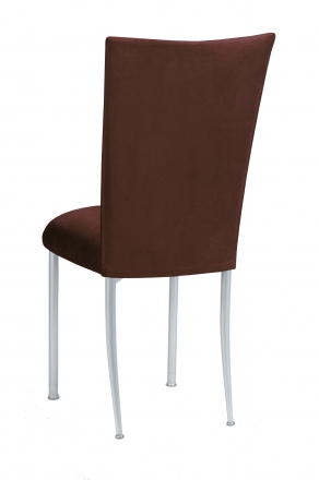 Chocolate Suede Chair Cover and Cushion on Silver Legs (1)