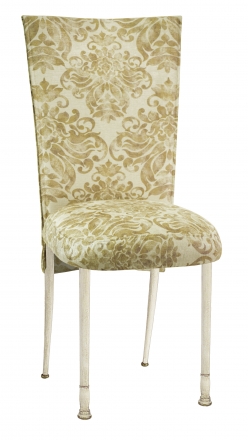 Ravena Chenille Empire Cut Chair Cover with Boxed Cushion on Ivory Legs (2)