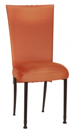 Orange Taffeta Scales 3/4 Chair Cover with Boxed Cushion on Mahogany Legs (2)