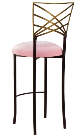 Two tone Gold Fanfare Barstool with Soft Pink Velvet Cushion (1)