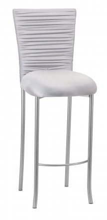 Chloe Silver Stretch Knit Barstool Cover with Rhinestone Accent Band and Cushion on Silver Legs (2)