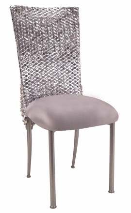 Silver Punchout Chair Cover with Silver Stretch Knit Cushion on Silver Legs (2)