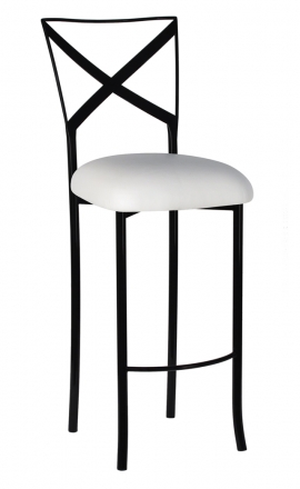 Blak. Barstool with White Suede Cushion (2)