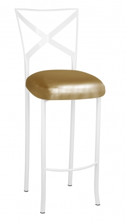 Simply X White Barstool with Gold Leatherette Boxed Cushion (2)