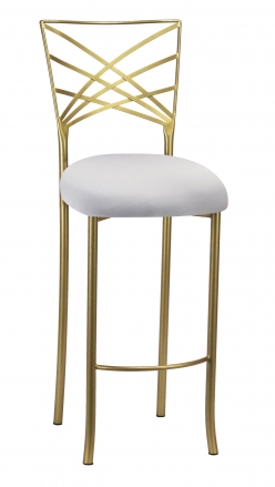 Gold Fanfare Barstool with Silver Knit Cushion (2)