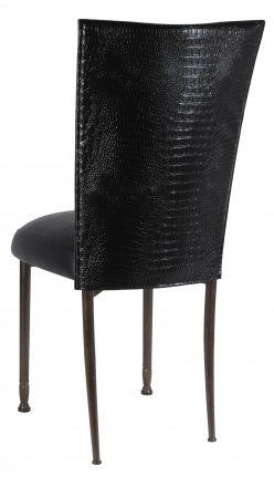 Black Croc Chair Cover with Black Leatherette Boxed Cushion on Mahogany Legs (1)