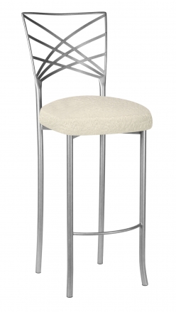 Silver Fanfare Barstool with Ivory Boucle Cushion (2)