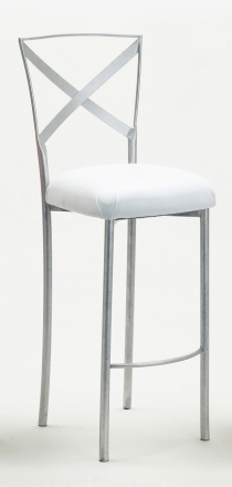 Simply X Barstool with White Leatherette Cushion (2)