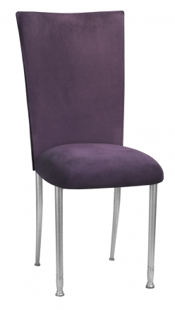 Lilac Suede Chair Cover and Cushion with Silver Legs (2)