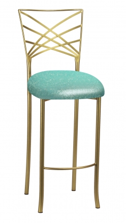 Gold Fanfare Barstool with Mermaid Knit Cushion (2)