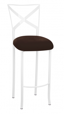 Simply X White Barstool with Chocolate Suede Cushion (2)