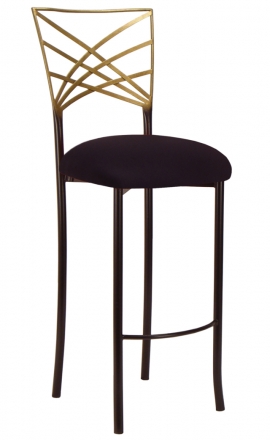 Two Tone Gold Fanfare Barstool with Black Suede Cushion (2)