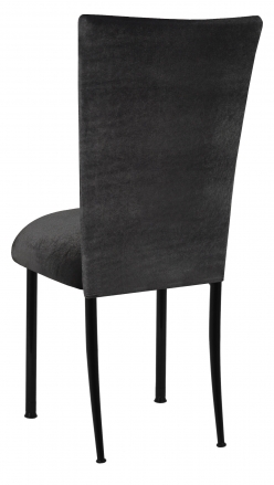 Charcoal Velvet Chair Cover on Black Legs (1)