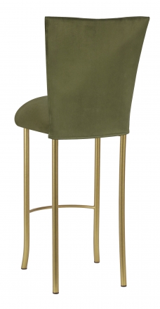 Sage Suede Barstool Cover and Cushion on Gold Legs (1)