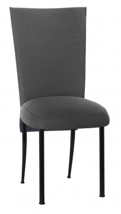 Charcoal Linette Chair Cover and Boxed Cushion on Black Legs (2)