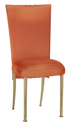 Orange Taffeta Scales 3/4 Chair Cover with Boxed Cushion on Gold Legs (2)