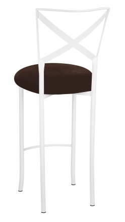 Simply X White Barstool with Chocolate Suede Cushion (1)