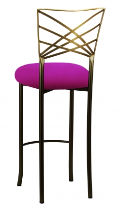 Two Tone Gold Fanfare Barstool with Magenta Stretch Knit Cushion (1)