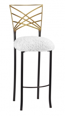 Two Tone Fanfare Barstool with White Lace over White Knit Cushion (2)