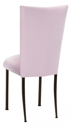 Soft Pink Velvet Chair Cover and Cushion on Brown Legs (1)