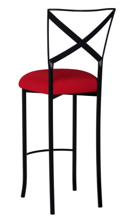 Blak. Barstool with Red Stretch Knit Cushion (1)