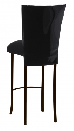Black Patent Barstool Cover with Black Velvet Cushion on Brown Legs (1)