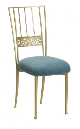 Gold Bella Fleur with Ice Blue Suede Cushion (2)