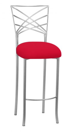 Silver Fanfare Barstool with Million Dollar Red Knit Cushion (2)