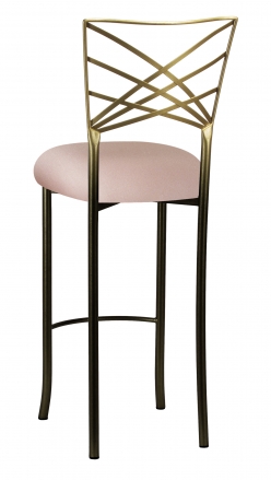 Two Tone Gold Fanfare Barstool with Blush Stretch Knit Cushion (1)