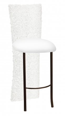 White Wedding Lace Barstool Jacket with White Knit Cushion on Brown Legs (2)