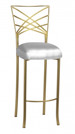 Gold Fanfare Barstool with Silver Leatherette Boxed Cushion (2)