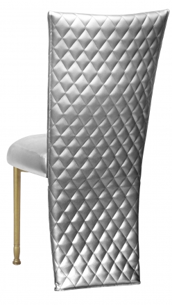 Silver Quilted Leatherette Jacket and Silver Stretch Vinyl Boxed Cushion on Gold Legs (1)