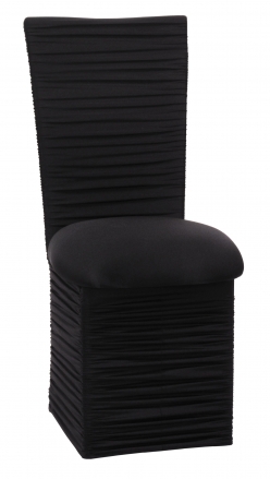 Chloe Black Stretch Knit Chair Cover with Jewel Band, Cushion and Skirt (2)