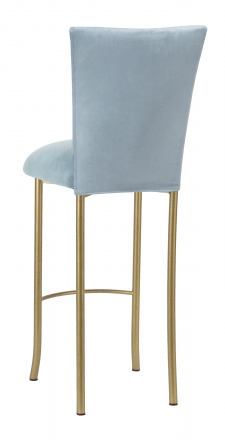 Ice Blue Suede Barstool Cover and Cushion on Gold Legs (1)