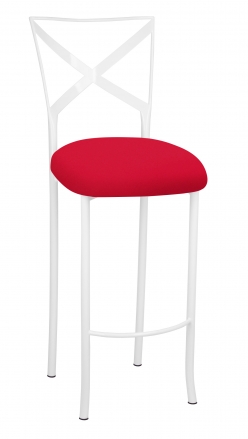Simply X White Barstool with Million Dollar Red Stretch Knit Cushion (2)