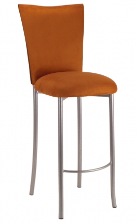 Copper Suede Barstool Cover and Cushion on Silver Legs (2)