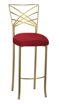 Gold Fanfare Barstool with Red Rhino Suede Boxed Cushion (2)