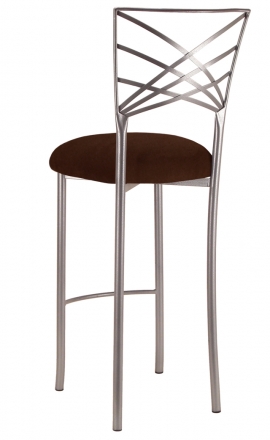 Silver Fanfare Barstool with Chocolate Suede Cushion (1)