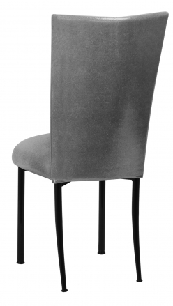 Gunmetal Stretch Knit Chair Cover with Cushion on Black Legs (1)