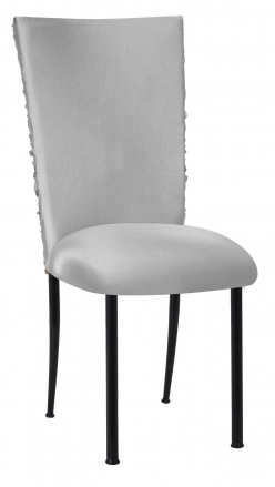 Silver Demure Chair Cover with Jeweled Band and Silver Stretch Knit Cushion on Black Legs (2)