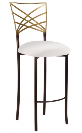 Two Tone Gold Fanfare Barstool with White Stretch Knit Cushion (2)