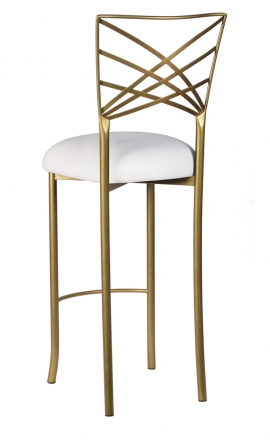 Gold Fanfare Barstool with White Suede Cushion (1)