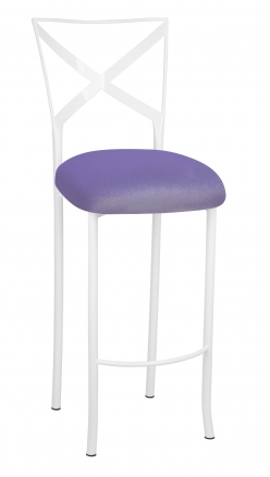 Simply X White Barstool with Lavender Velvet Cushion (2)