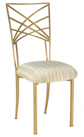 Gold Fanfare with Ivory Stripe Cushion (2)