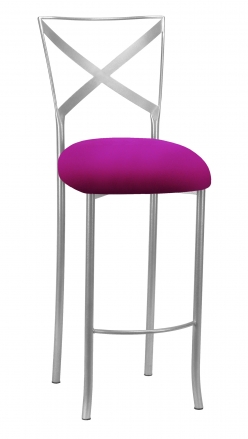 Silver Simply X Barstool with Magenta Stretch Knit Cushion (2)
