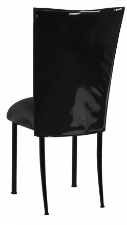 Black Patent Leather Chair Cover with Black Stretch Knit Cushion (1)