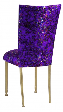 Purple Paint Splatter Chair Cover and Cushion on Gold Legs (1)