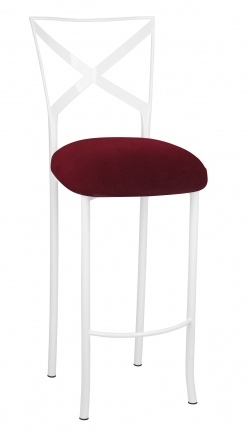 Simply X White Barstool with Cranberry Boxed Prima Velvet Cushion (2)