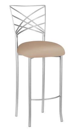 Silver Fanfare Barstool with Cappuccino Stretch Knit Cushion (2)
