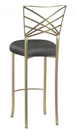 Gold Fanfare Barstool with Charcoal Suede Cushion (1)